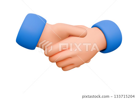 3D Style Handshake Illustration With Blue Sleeves 3D Style Handshake Illustration With Blue Sleeves 133715204