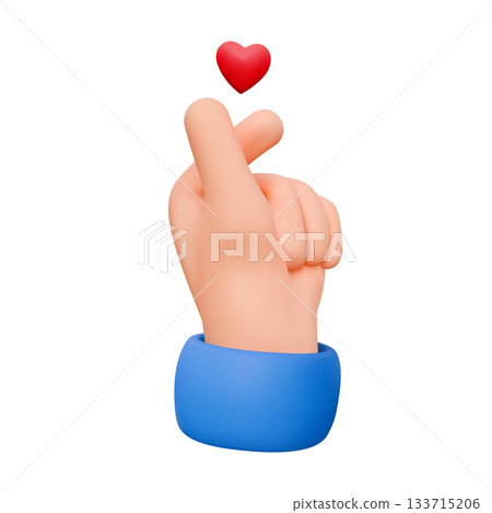 Hand Showing Love Gesture With Red Heart 133715206