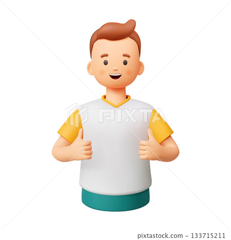 Cheerful Cartoon Character Giving Thumbs Up Cheerful Cartoon Character Giving Thumbs Up 133715211