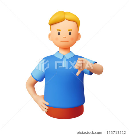 3D Illustration of Person Giving Thumbs Down 3D Illustration of Person Giving Thumbs Down 133715212