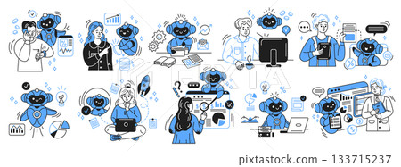 Robots and Professionals in Various Business Scenarios Robots and Professionals in Various Business Scenarios 133715237