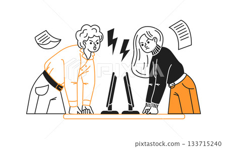 Illustration of Conflict between Two Office Workers Illustration of Conflict between Two Office Workers 133715240
