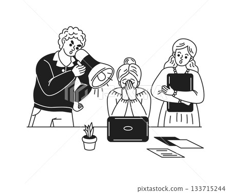 Workplace Stress and Bullying Illustration Workplace Stress and Bullying Illustration 133715244