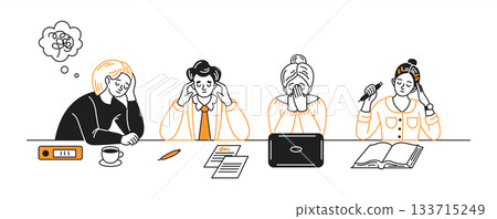 People Experiencing Stress and Fatigue at Work People Experiencing Stress and Fatigue at Work 133715249
