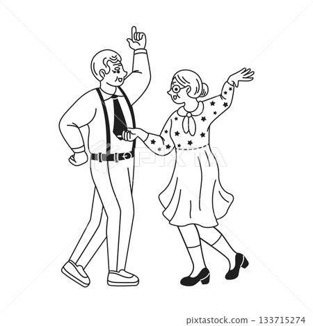 Happy Couple Swing Dancing Together 133715274