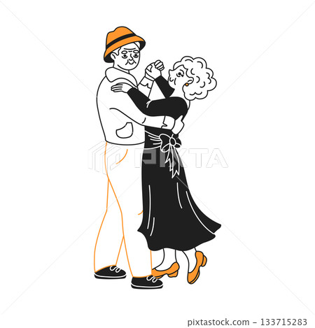 Elderly Couple Joyfully Dancing Together Elderly Couple Joyfully Dancing Together 133715283