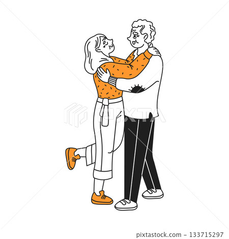 Happy Couple Embracing Illustration 133715297