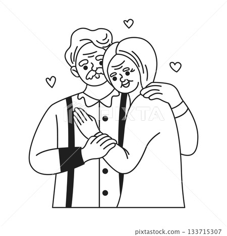 Elderly Couple Embracing with Love Elderly Couple Embracing with Love 133715307