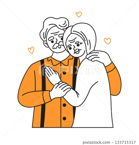 Elderly Couple Embracing with Love 133715317