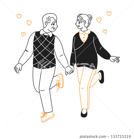 Happy Couple Holding Hands Illustration Happy Couple Holding Hands Illustration 133715319