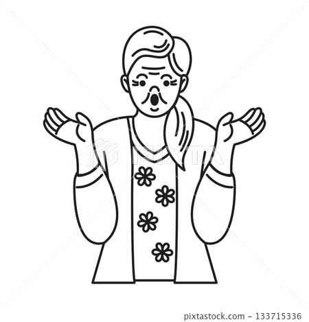 Illustration of a Confused Person Shrugging 133715336