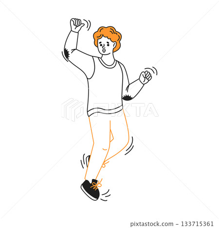 Happy person dancing joyfully illustration Happy person dancing joyfully illustration 133715361
