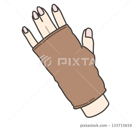 Illustration of brown arm warmers with open fingertips 133715658