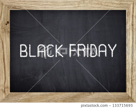 BLACK FRIDAY written in white on a chalkboard. 133715693