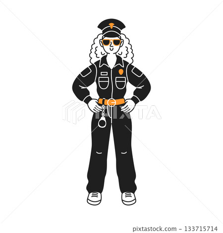 Illustration of Confident Female Officer in Uniform 133715714