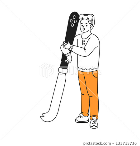 Person Holding Large Paintbrush in Simple Illustration 133715736