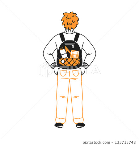 Stylized Illustration of Student with Backpack Stylized Illustration of Student with Backpack 133715748