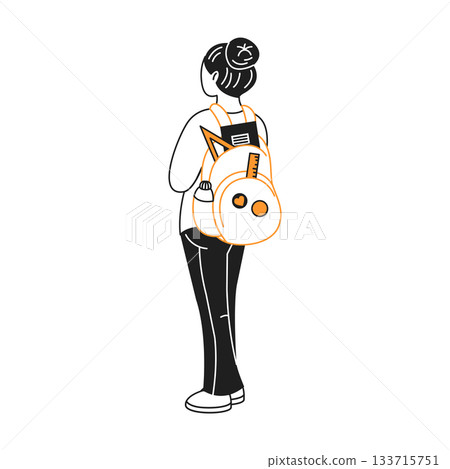 Minimalistic Illustration of Student with Backpack Minimalistic Illustration of Student with Backpack 133715751