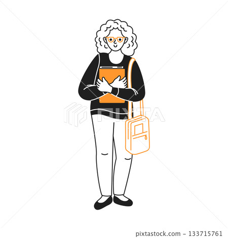 Cartoon Character with Glasses and Book Illustration Cartoon Character with Glasses and Book Illustration 133715761