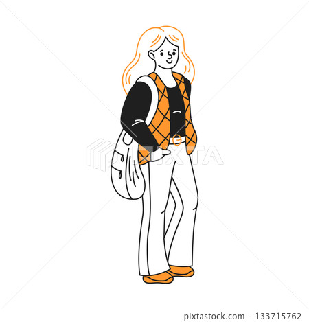 Stylish Woman in Casual Outfit Illustration 133715762