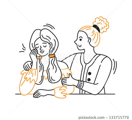 Illustration of Two Women Sharing Emotional Support Illustration of Two Women Sharing Emotional Support 133715778