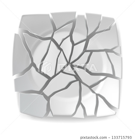 Cracked Ceramic Plate Design Illustration 133715793