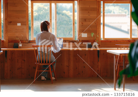 一位二十多歲的女性在共享辦公空間工作的場景 一位二十多歲的女性在共享辦公空間工作的場景 133715816