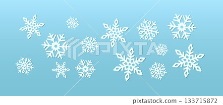 Snowflakes Scattered on Blue Gradient Background 133715872