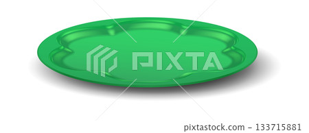 Green Circular Plate with Geometric Design 133715881