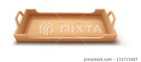 Wooden Serving Tray with Handles 133715887