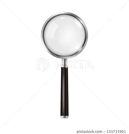 Realistic Magnifying Glass Icon with Wooden Handle Realistic Magnifying Glass Icon with Wooden Handle 133715901