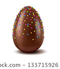 Chocolate Egg with Colorful Sprinkles 133715926