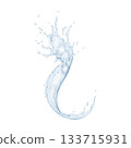 Dynamic Splashing Water Isolated on White Background 133715931