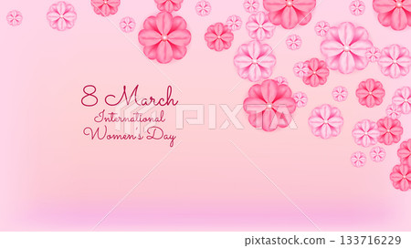 March 8 International Womens Day Celebrate holiday. Symbol of equality strength and femininity. For marketing banner social media and campaign. Vector illustration. March 8 International Womens Day Celebrate holiday. Symbol of equality strength and femininity. For marketing banner social media and campaign. Vector illustration. 133716229