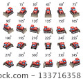 A set of 24 cartoon Bulldozer in isometric. 133716358