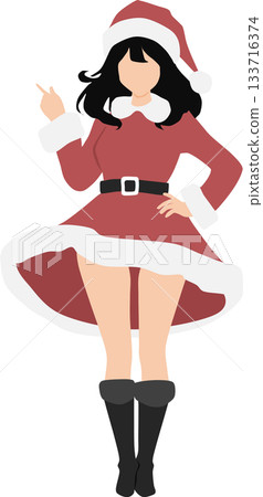 Illustration of a woman dressed as Santa Claus Illustration of a woman dressed as Santa Claus 133716374