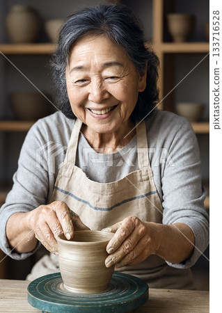 Senior woman doing ceramics Senior woman doing ceramics 133716528