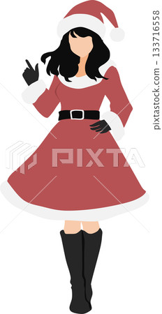 Illustration of a woman dressed as Santa Claus Illustration of a woman dressed as Santa Claus 133716558
