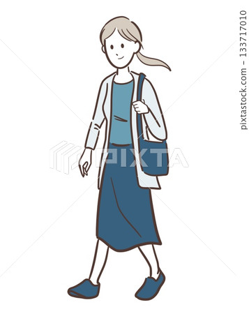 Illustration of a young woman carrying a shoulder bag 133717010