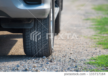 Hightway terrain tire on dirt track. Hightway terrain tire on dirt track. 133717164