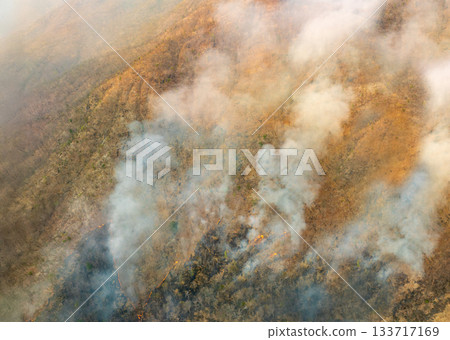 Wildfires release carbon dioxide (CO2) emissions and other greenhouse gases (GHG) that contribute to climate change. 133717169