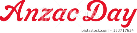 Red vector lettering of Anzac Day 133717634