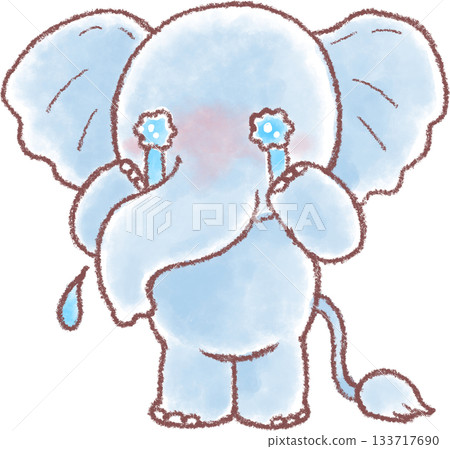 Cute elephant illustration _ crying _ crying elephant 133717690