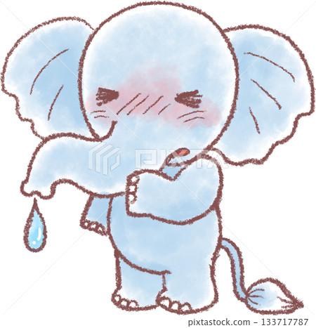 Cute elephant illustration_runny nose elephant_illness Cute elephant illustration_runny nose elephant_illness 133717787