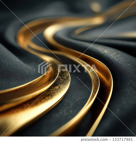 Elegant Gold Lines on Dark Satin Fabric Creating Soft Textures Elegant Gold Lines on Dark Satin Fabric Creating Soft Textures 133717981