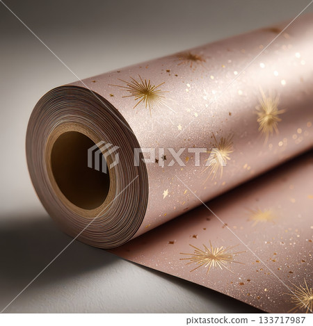 Elegant Pink Wrapping Paper with Gold Starburst Patterns 133717987
