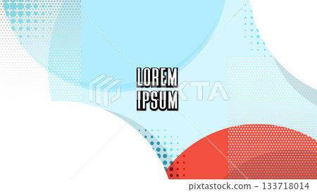 Abstract modern pop art geometric posters with circles, dots, and halftone. Minimalistic design for wall art decoration, flyers, banners, postcards, or brochure cover design 133718014