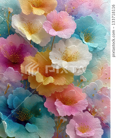 Beautiful Colorful Flower Arrangement with Pastel Petals and Background Beautiful Colorful Flower Arrangement with Pastel Petals and Background 133718116