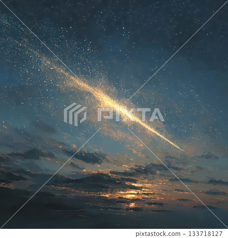 Celestial Scene with Stardust and Cosmic Light in Night Sky Celestial Scene with Stardust and Cosmic Light in Night Sky 133718127