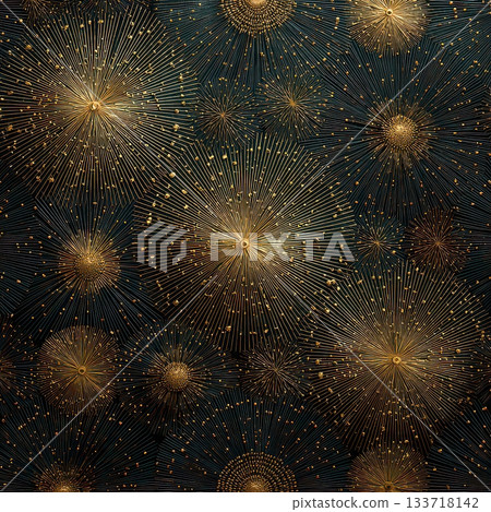 Abstract illustration of radiant stars and golden sparkles on dark blue Abstract illustration of radiant stars and golden sparkles on dark blue 133718142